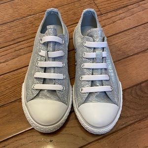 Sliver Converse Girls Slip on Sneakers